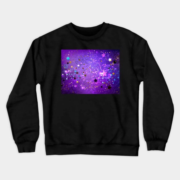 Purple Background with Stars Crewneck Sweatshirt by Blackmoon9